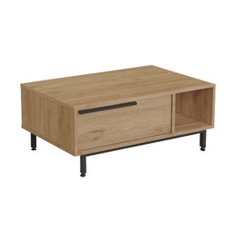 Hanah Home On2-S Mesa de Centro Moderna en Nogal con Patas de Metal, 90x37.6x60 cm